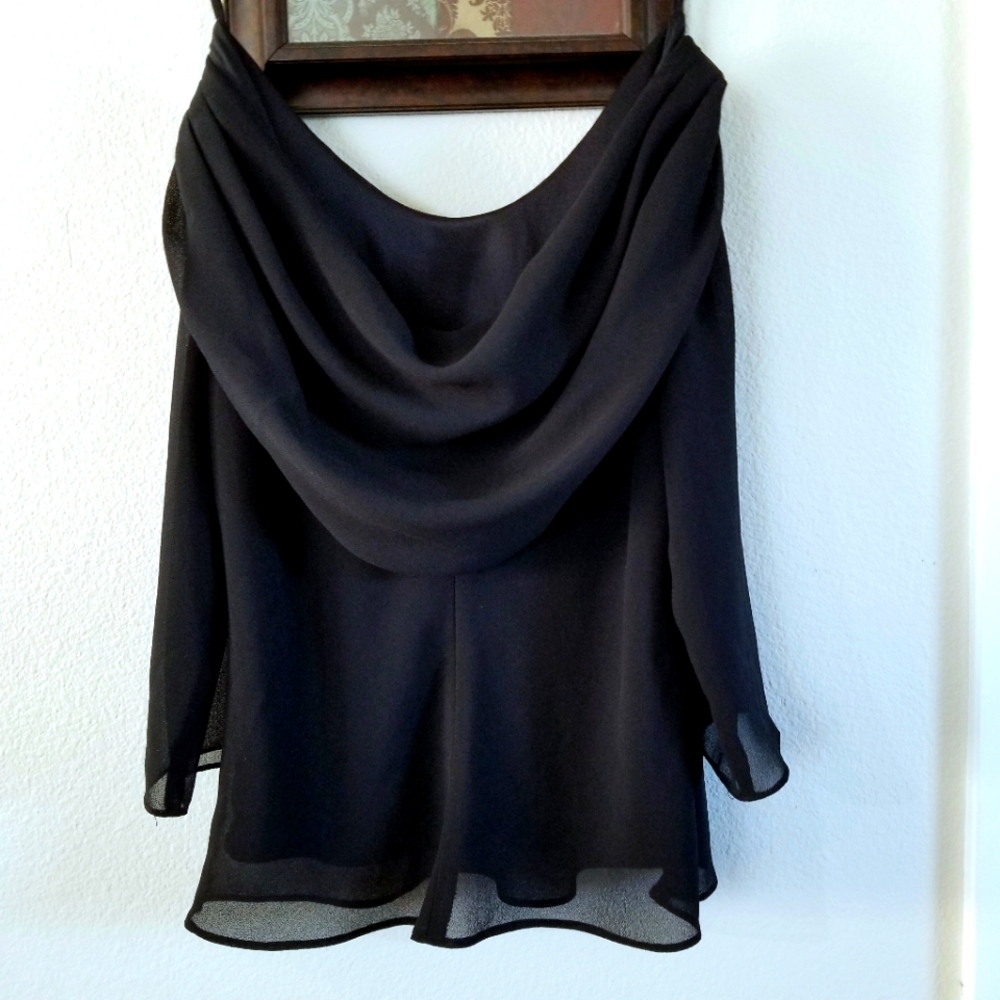 METAPHOR Black Top & Blouse 3/4 Sleeve Round-Neck